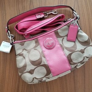 Coach signature Stripe should/ crossbody bag